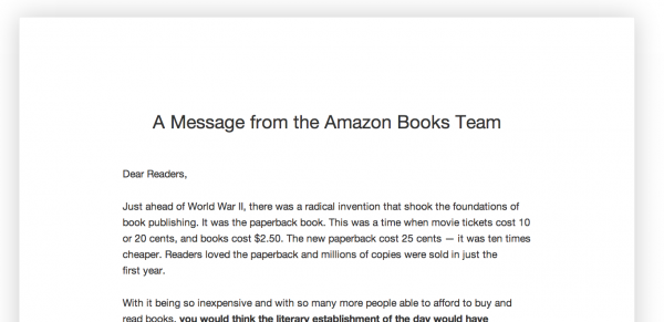 Carta Amazon a los lectores
