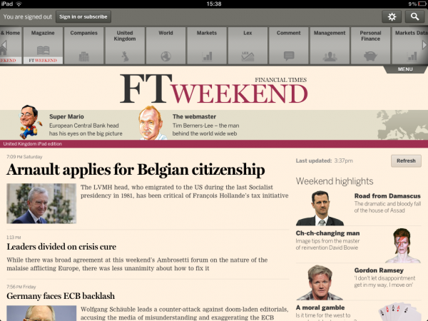 Web-App Financial Times