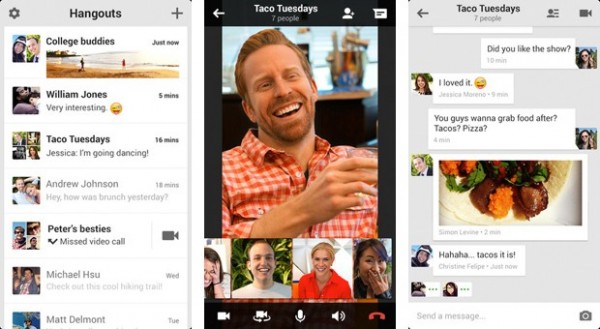 Diseño de la app Hangout de Google para iOS