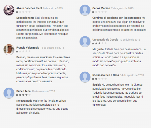 Reseñas de la app El País Google Play