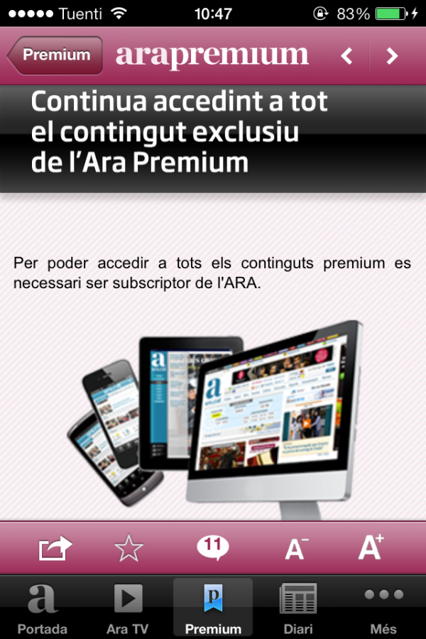 Diari Ara app iPhone Diari Ara app iPhone