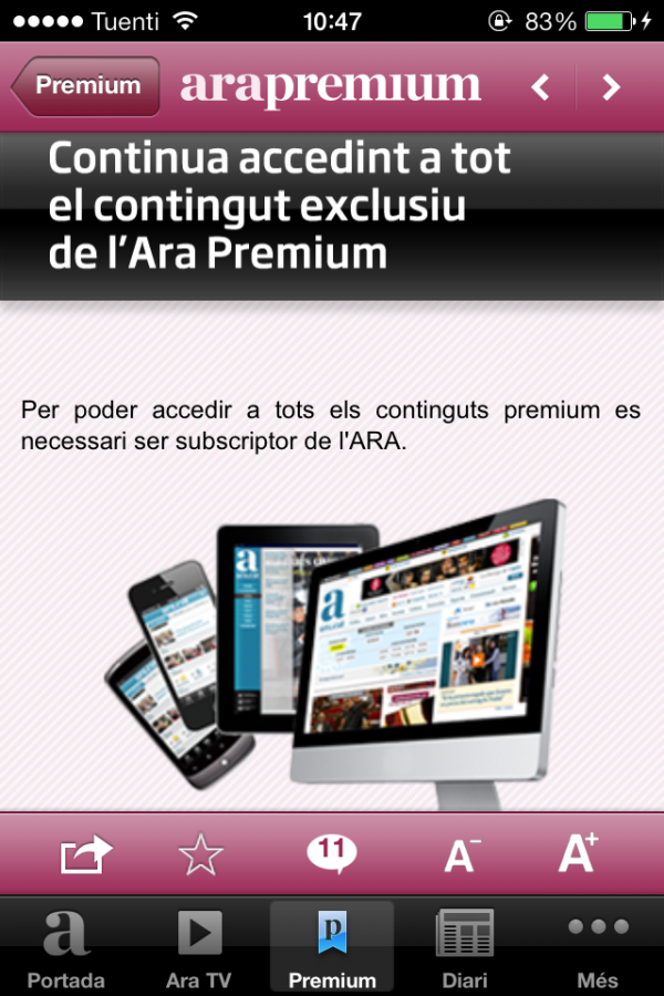 Diari Ara app iPhone