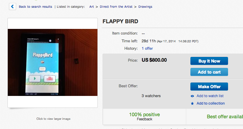 Flappy Bird en Ebay Flappy Bird en Ebay