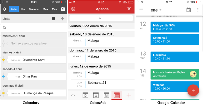 Apps calendario - lista