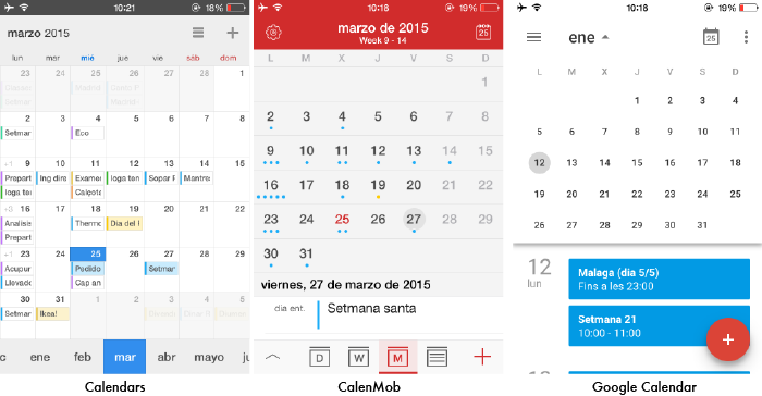Comparación mensual - Apps calendarios